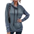 thumbnail image 3 of Worallymy - Sudadera de punto con cuello alto y manga larga a rayas para mujer con cordón Worallymy JD735906133, 3 of 6