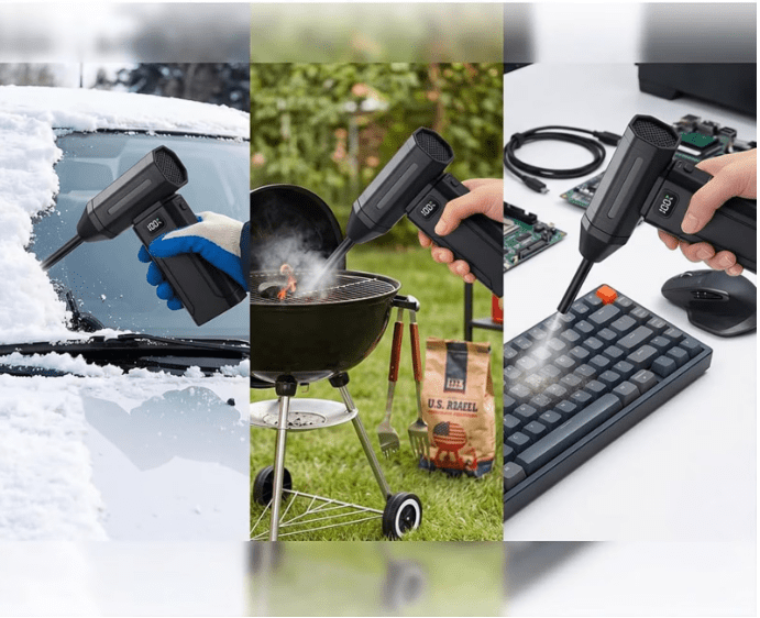 Ultra-Powerful 150,000 RPM Portable Turbo Fan, Compressed Air Duster, 5-Speed Adjustable Electric Blower for Computer Cleaning, Keyboard Dusting, Car Detailing, Fast Charging