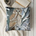 thumbnail image 3 of Owl Perched Snowy Birch Tree Scene Design by Lemon &amp; Sugar Throw Pillow, Blue, 3 of 5