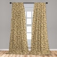 thumbnail image 5 of Ambesonne Retro Curtains, Village Town Houses Roofs, Pair of 28"x95", Reseda Green Sand Brown, 5 of 5