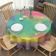 thumbnail image 3 of Colorful Tie Dye Pattern Round Tablecloth 60"x60",Wrinkle Wipeable Table Cloth for Kitchen Dining Room Picnic Patio Party, 3 of 6