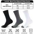 thumbnail image 2 of Lanola Mens 100% Cotton Cushioned Crew Socks, Athletic Performance Moisture Wicking Work socks，5-Pack（White）, 2 of 7