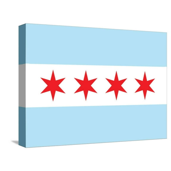 Art.com Chicago City Flag Poster Print Stretched Canvas Print Wall Art, 16" x 12"