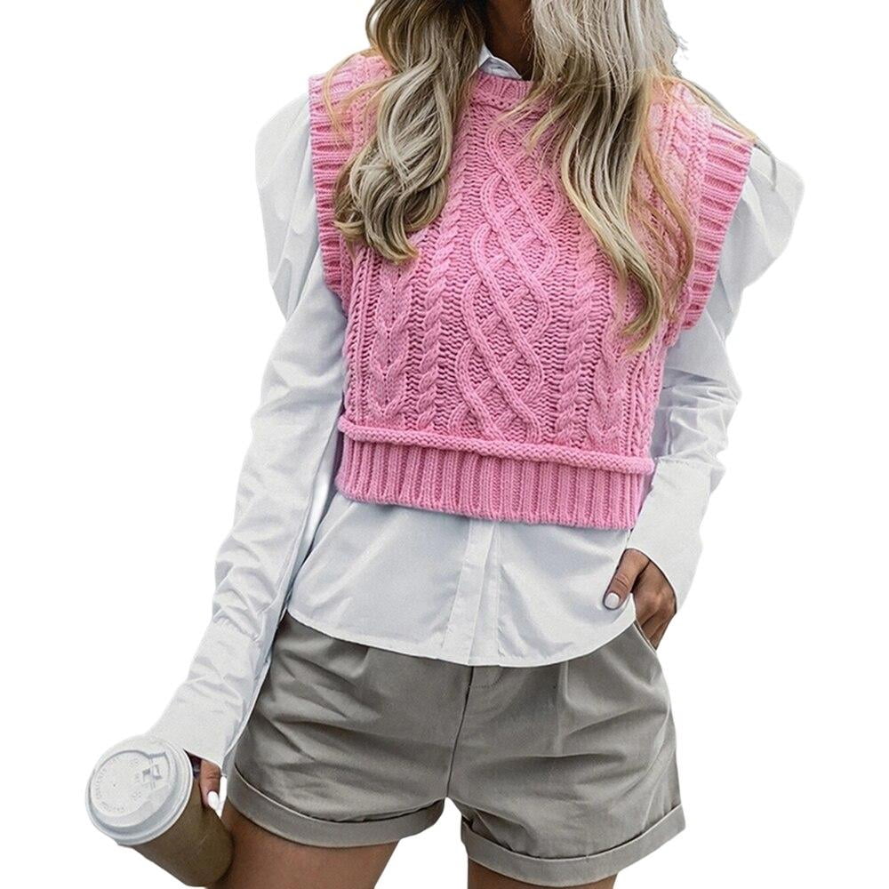 Women's Knitted Sweater Vest Solid 