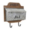 thumbnail image 2 of Cheungs 4977 Wall Storage Mail Box Decor with Wood back, Metal Compartment & 2 Metal Hooks, 2 of 3