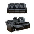 thumbnail image 3 of Beverly Fine Furniture Roduco Faux Leather Power Recliner Sofa Loveseat Black, 3 of 9