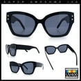 thumbnail image 2 of Womens Star Stud Thick Temple Plastic Horned Cat Eye Fashion Sunglasses All Black, 2 of 7