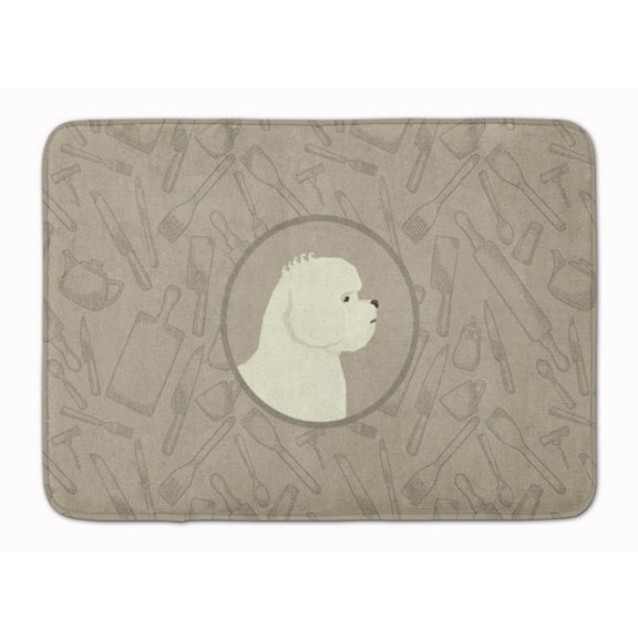 Bichon Frise In the Kitchen Machine Washable Memory Foam Mat