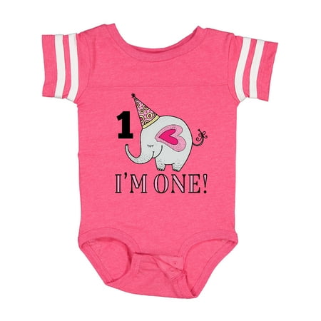 

Inktastic 1st Birthday Elephant 1 Year Old Gift Baby Girl Bodysuit