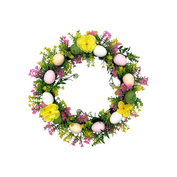 HuiXinOu Artificial Bird Nest Egg Wreath, Spring Easter Leaf Garland for Front Door Wall Hanging Decor, Home Festival Decoration