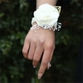 thumbnail image 6 of 1 Pcs Corsage and Boutonniere Set, Corsage Wristlet, Beach Wedding Bridal Bouquet, Holding Toss Artificial Flower with Decor, Bride Wrist Flowers, Groom Chest Flowers, 4.33×2.76 in,Turmeric, 6 of 6
