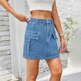 thumbnail image 6 of Chenyin Women's Cargo Denim Skirt Washed Casual Mini Skirt Spring Summer High Waist Jeans Skorts Skirt for Womens S-2XL, 6 of 8