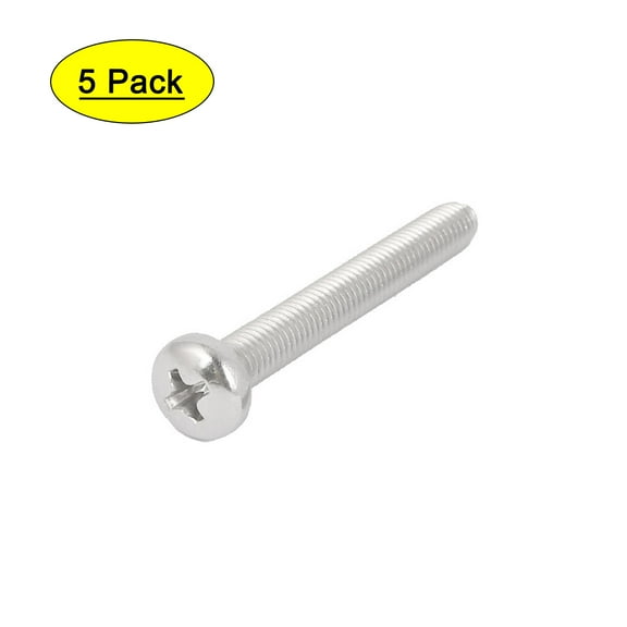 Unique Bargains M6x55mm 316 Stainless Steel Pan Head Machine Screws Silver Tone (5-pack)
