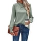thumbnail image 2 of Camiseta de Larga con Cuello Alto y Ojales para Mujer, Elegante, Informal, , de Negocios, Elástica, con Aberturas Verde L, 2 of 9