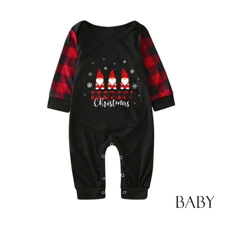

Yrtoes Baby Christmas Striped Printing Long Sleeve Jumpsuit Family Clothes Pajamas christmas pajamas