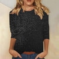 thumbnail image 2 of Womens Sparkly Sequin Tops Dressy Casual 3/4 Sleeve V Neck Shirts Holiday Glitter Shimmer Top Evening Night Glitter Party Outfits, 2 of 5