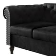 thumbnail image 4 of Home Design Kelso Velvet Rolled Arm Sofa with Deep Button Tufting, Nailhead Trim and Turned Legs, Black, 4 of 6