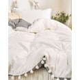 thumbnail image 4 of Bedding two-sided white and grey Pom Pom Boho Chic Bedding Washed Microfiber Bedding Sets Soft Duvet Cover with Zipper Size King, 4 of 5