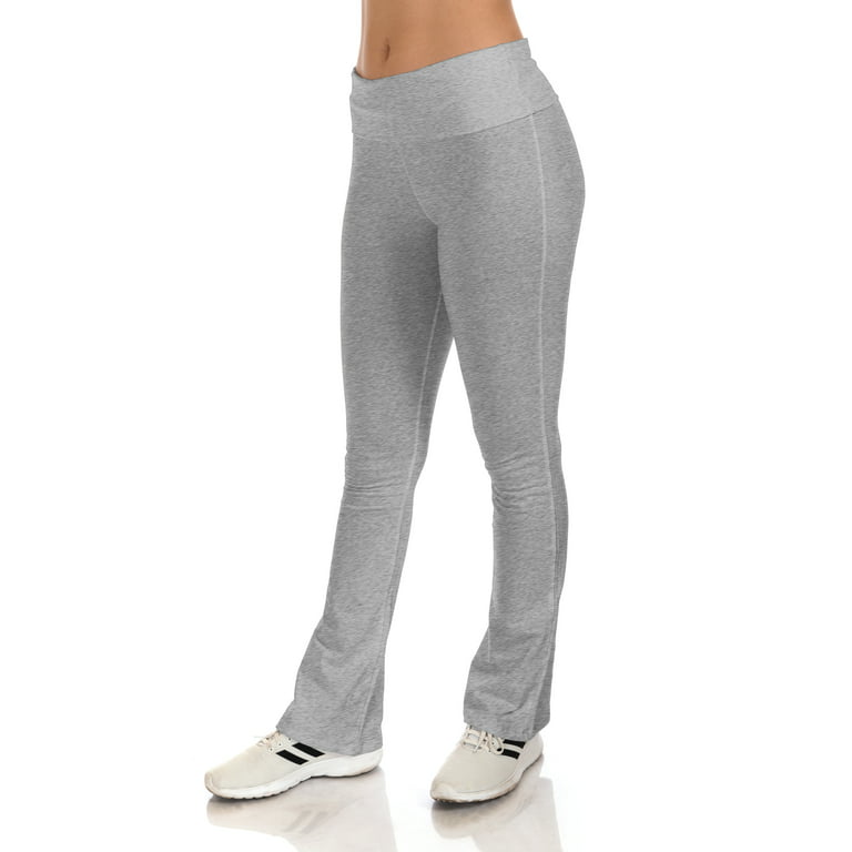 SR Women's Cotton High Waist Straight Leg Active Yoga Workout Pants (Size:  XS-5X), Small, H. Grey 