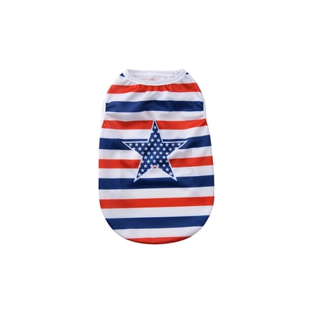 Pet Clothes for Dogs 4Th of July Dog Shirt Breathable Mesh Small American Flag Prints Dog Outfit Small Dog Shirt 1 Pc
