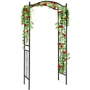 92in Steel Garden Arch Arbor Trellis for Outdoor, Yard, Garden, Climbing Plants w/Decorative Wire Lattice - Black