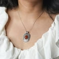 thumbnail image 2 of Tibetan Silver Handmade Filigree Carnelian Pendant Silver Plated Boho Ethnic Jewelry for Women, 2 of 6