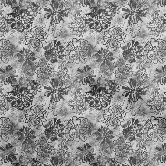 oneOone Cotton Silk Gray Fabric Abstract Floral Dress Material Fabric Print Fabric By The Yard 42 Inch Wide