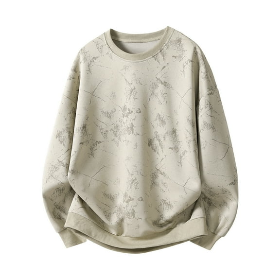 PNTUTB Men's Fashion Printed Versatile Round Neck Long Sleeve Casual Loose Comfortable Pullover Tops