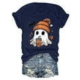 thumbnail image 4 of guuuGxd Womens Halloween Tshirt Fall Pumpkin Halloween Shirts Women Cute Autumn Graphic Tees Tops Navy,M, 4 of 5