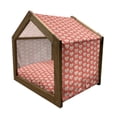 thumbnail image 2 of Love Pet House, Hipster Hearts Pattern with Love You Texts Heart Shapes Valentines Day Theme, Outdoor & Indoor Portable Dog Kennel with Pillow and Cover, 5 Sizes, Vermilion Multicolor, by Ambesonne, 2 of 5