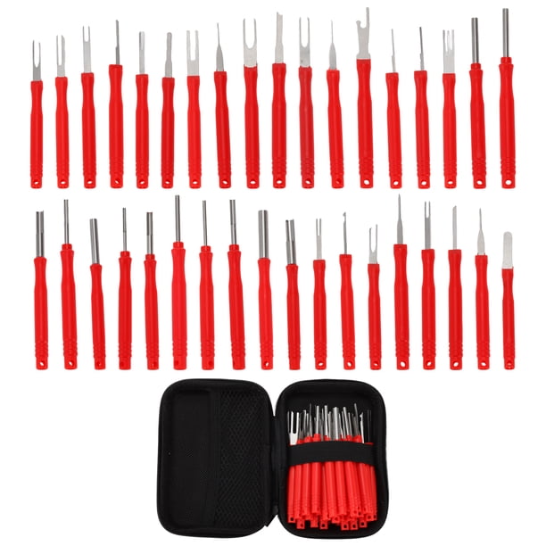 Kit de herramientas de extracción de terminales de Unique Bargains, kit de extractor de pines de terminal de conector de cable rojo de 36 piezas
