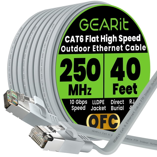 Cable Ethernet GearIt Cat 6 plano 12 m blindado para exteriores