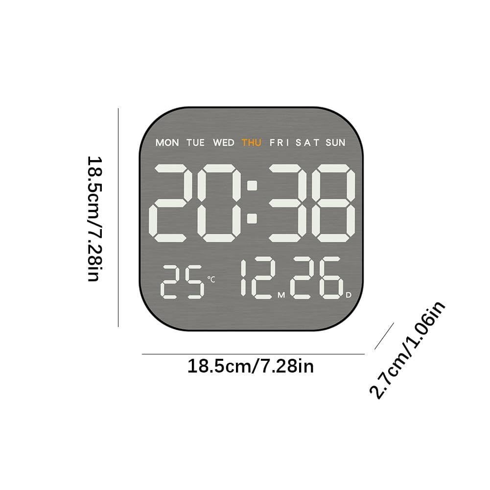 Atomic Wall Clock with Indoor/Outdoor Temp Large Number Display Silent Battery Operated Alarm Analog Digital Clocks for Bedroom Seniors Desk Living Room Office Bathroom Kitchen Shower(White)