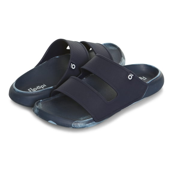 Floopi Flip Flops for Men with Double Straps Men Beach Sandals With Heal and Arch Support Comfort Fit Men Slides with Indoor & Outdoor Anti Skid Soles, Color Navy, Size 10