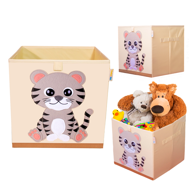 Product 4 Kids Children's Foldable Canvas Storage Cube Box, Washable Toy Storage Organizer for
