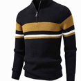 thumbnail image 2 of Babcutegg Big and Tall Mens Quarter Zip Sweater Stand Collar Color Block Knit Pullover Casual Fall Winter Top Size 2XL, 2 of 5