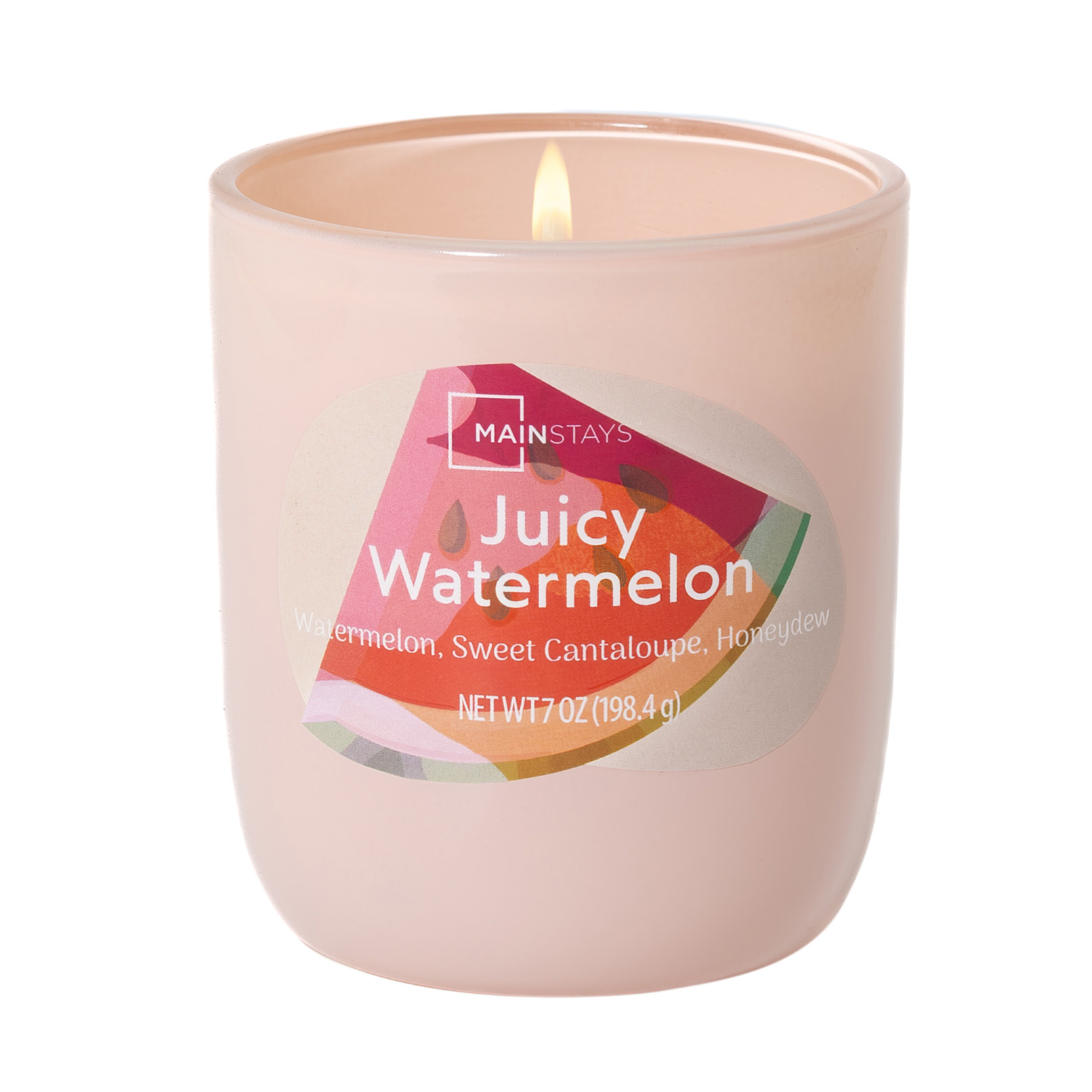 Mainstays 1-Wick Glossy Glass Candle, Juicy Watermelon, 7 oz