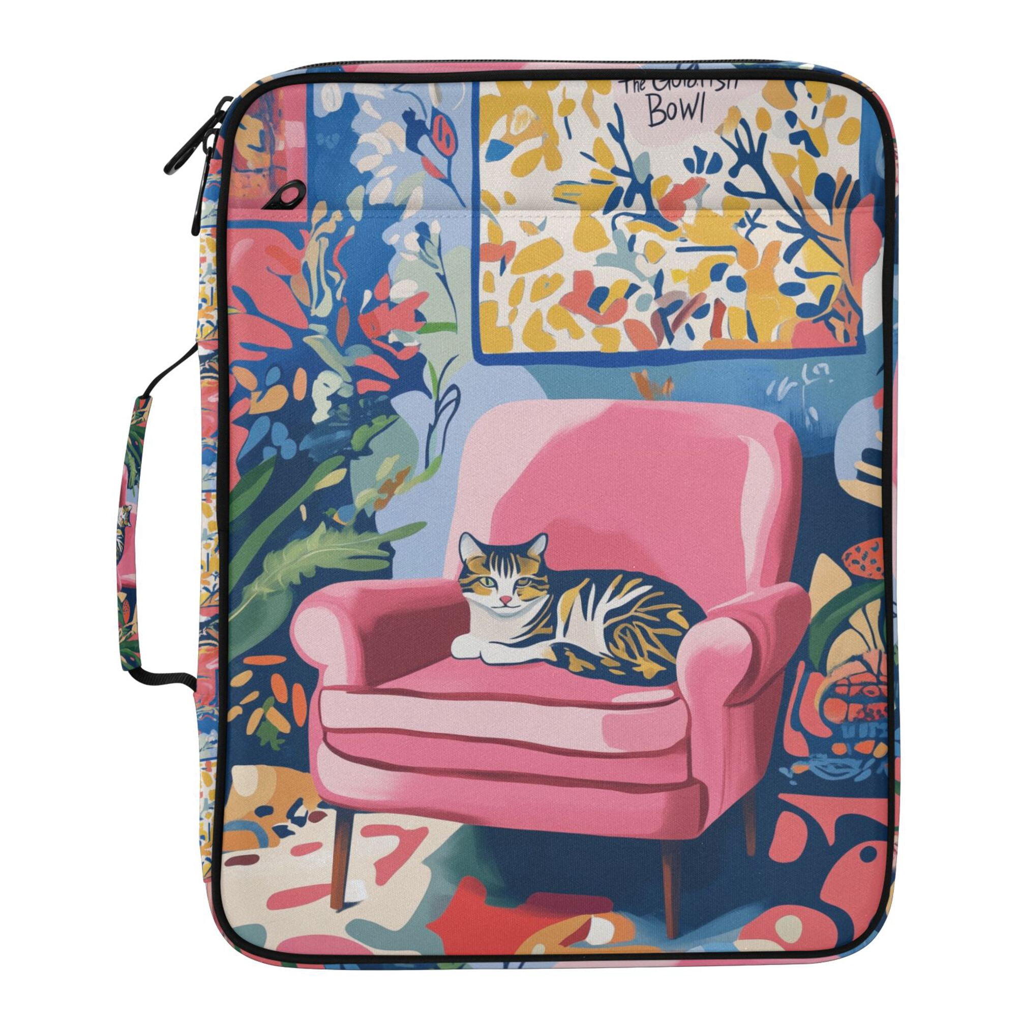 FORMRS Accordion File Folder A4 Size 7-Pocket Expanding Document Organizer Bag with 3 Ring Binder, Art Cat