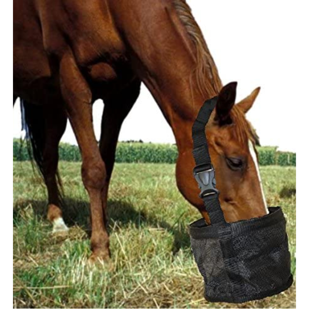 Feed Bag for Horses, Heavy Duty Durable Canvas Grain Feedbag, Small