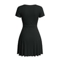 thumbnail image 6 of Lace Mini Dress Cap Sleeve Tie Front Square Neck A Line Cute Short Graduation Dresses for Women 2026 Summer, 6 of 7