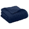 thumbnail image 2 of Blue XXL Oversized Muslin Blanket, 79*91 in Large Cotton Throw Blanket, Vibrant Fashion Tone, Soft Breathable Couch Cover, Durable All Season Blanket for Home Bedroom & Sofa Scene Decoration, 2 of 5