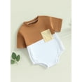 thumbnail image 3 of Bagilaanoe Newborn Baby Girl Boy Rompers Contrast Color Short Sleeve Bodysuits 3M 6M 12M 18M 24M Infant Casual One Piece Short Jumpsuit, 3 of 8