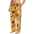 thumbnail image 6 of Salouo Bold Black and White Leaves Orange Print Pajama Pants for Men, Lounge Pants Elastic Waistband Casual Men's sleepwear Loungewear Sleep Pajama Pant -Medium, 6 of 7