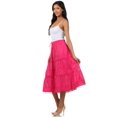 thumbnail image 3 of Sakkas Solid Embroidered Gypsy Bohemian Mid Length Cotton Skirt - Fuchsia - One Size, 3 of 4