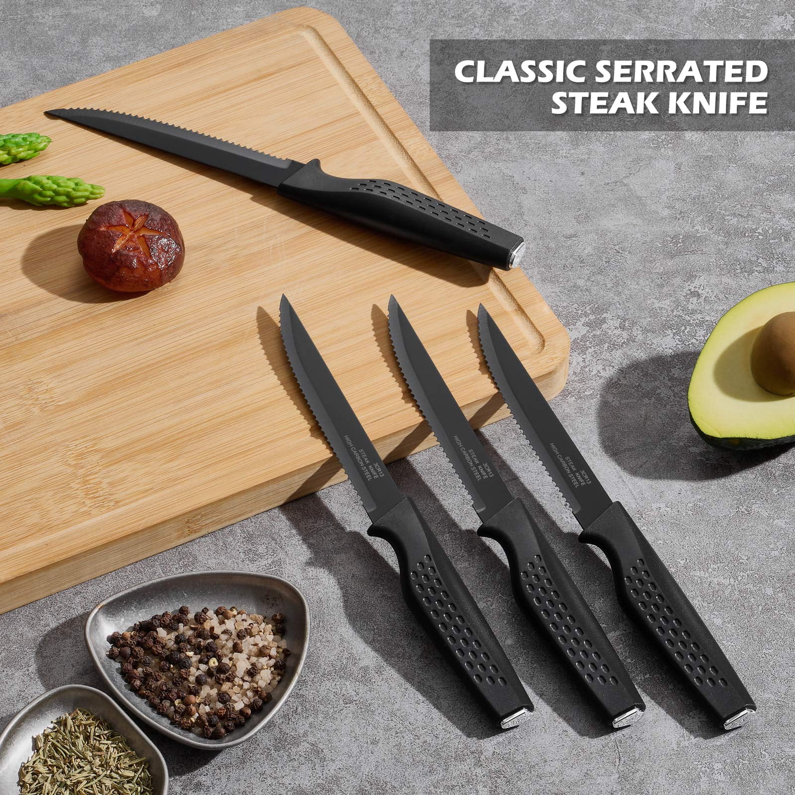 Vesteel Knife Block Set for Kitchen, 15-Piece High Carbon Stainless Steel Knives Set with Ergonomic Handle, Ultra-sharp & Rust Resistant, Black