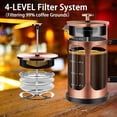 thumbnail image 3 of Cafetera francesa YMMIND, 600 ml, 3-4 tazas con 4 filtros, 3 of 6
