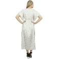 thumbnail image 2 of Bimba Women's Floral Printed White Satin Long Maxi Kaftan Beach Gown Caftan-8, 2 of 5