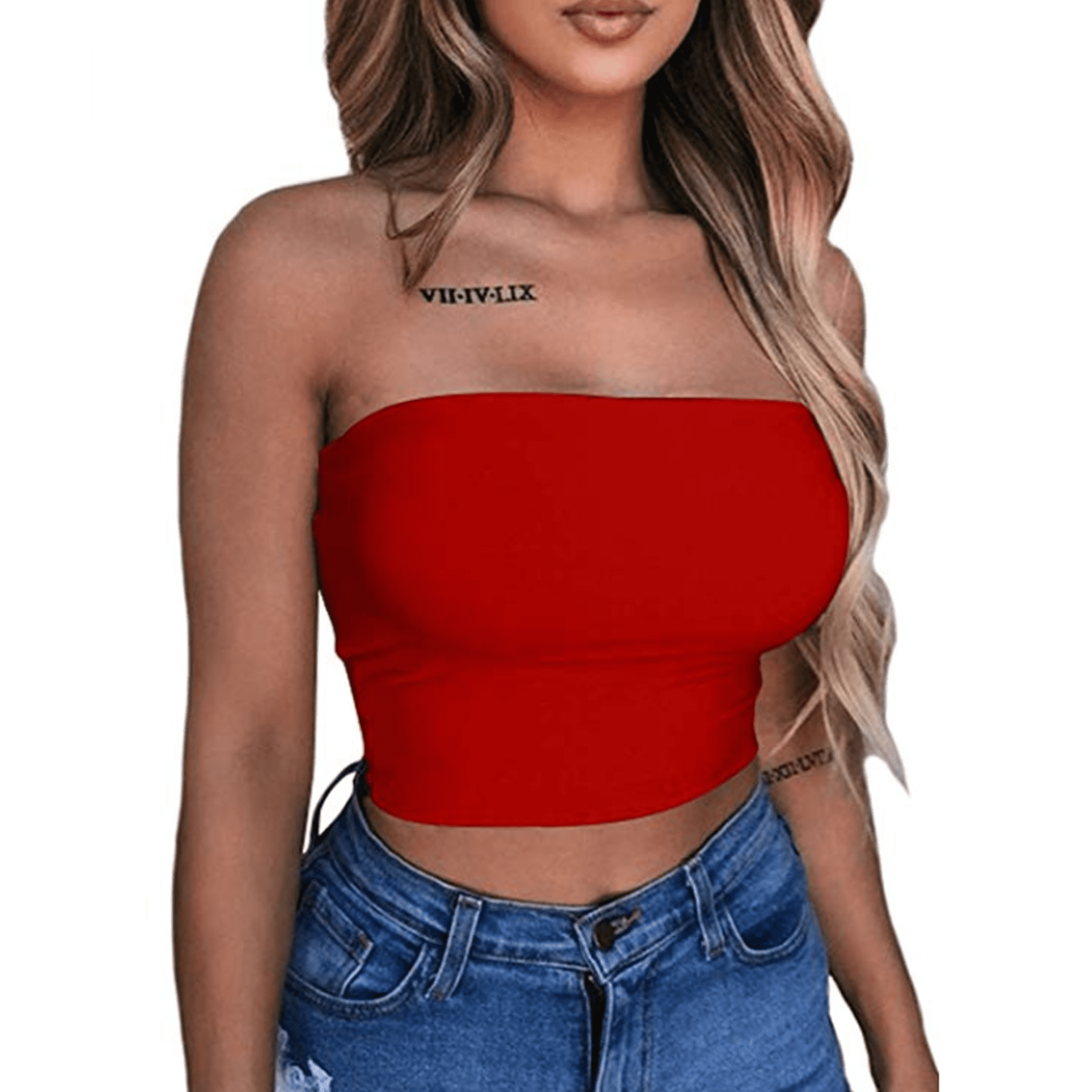 Women Strapless Top Sleeveless Crop Top Elastic Boob Bandeau Tube Tops Shirt  