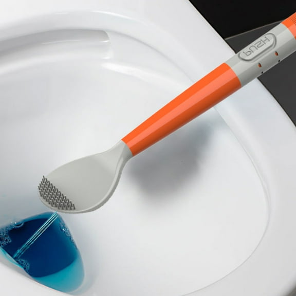 HOARBOEG Silicone Rubber Toilet Brush Hollow Can be Filled with Cleaning Solution Bathroom Toilet Cleaning Brush Durable Bathroom Cleaning Tools, 15.94*2.75in(Orange)