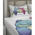 thumbnail image 2 of Ambesonne Parrot Fitted & Top Sheet Set with Shams, Branch with Heart, Pink Teal White, 2 of 4
